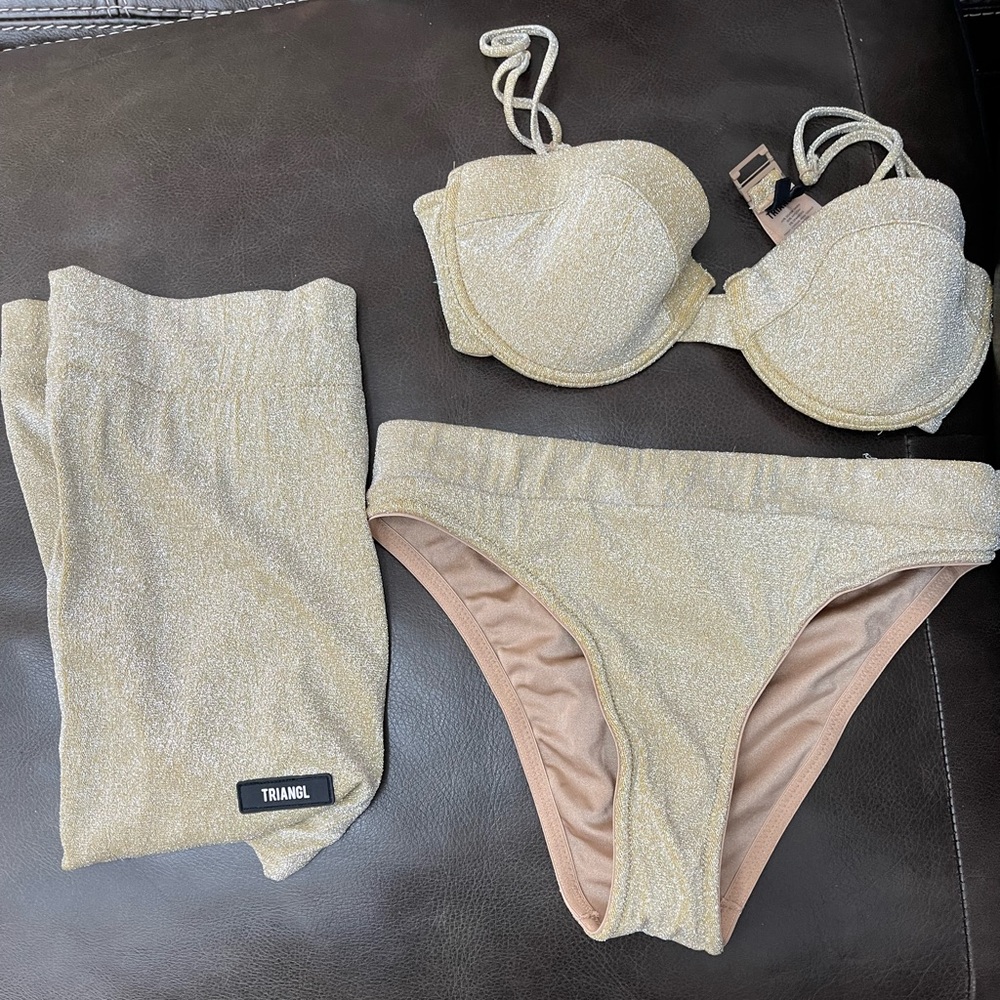 Gold high waisted bikini from Triangl! Worn once